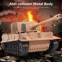 Realistic Simulation RC Battle Tank 75° Electric Rotating Turret Imitation Sound Light Anti-collision Remote Control Tank Model 2