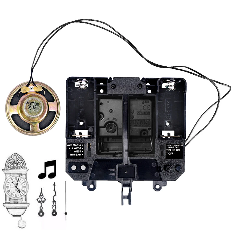 Quad Quartz Clock Movement With Tubular Chimes For Replacement Or DIY Clock Kits With Optional