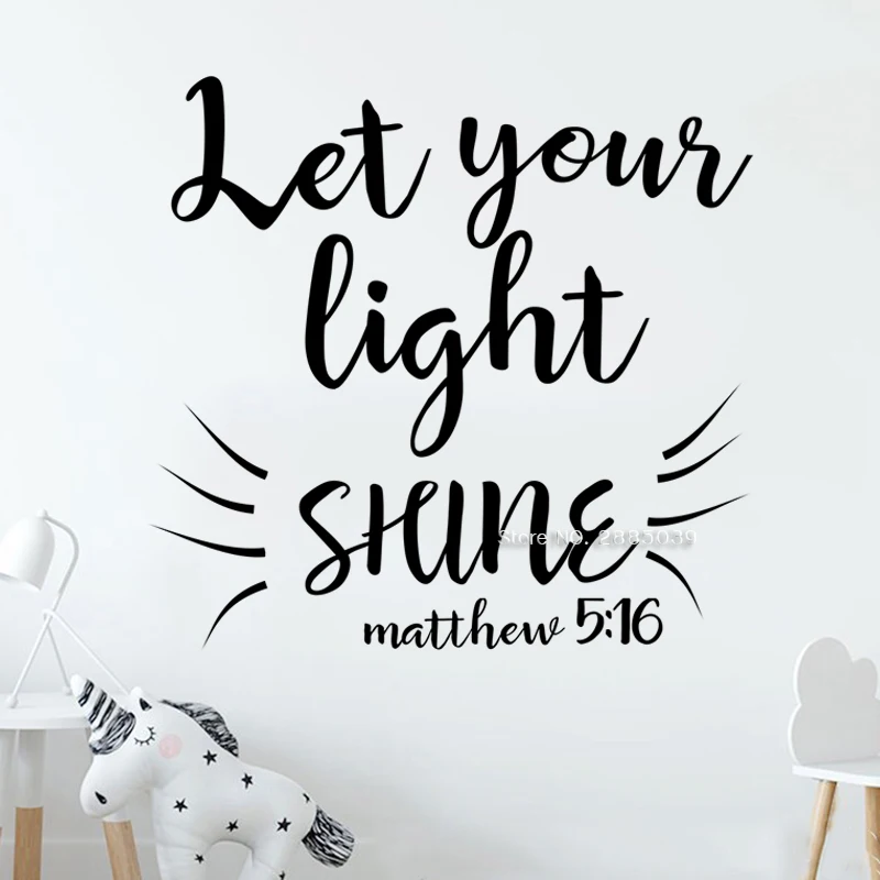 Виниловая настенная наклейка с Библией, Псалом «Пусть светильник блеск», надпись, фрески, искусство, домашний декор, обои, Вдохновляющие наклейки LC1530