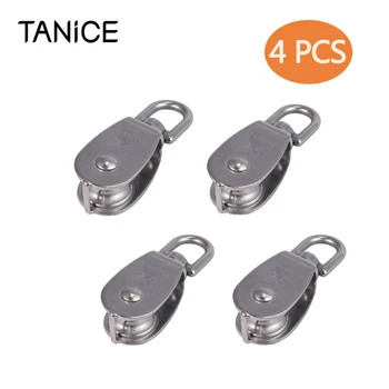 

TANiCE 4 Pcs High Quality Stainless Steel Pulley M25 Single Wheel Swivel Lifting Rope Pulley Block Bearing Lifting Wheel Tools