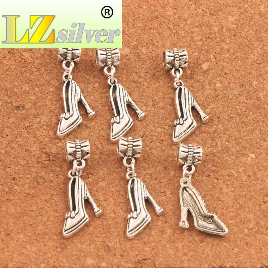 105PCS Zinc Alloy High Heels Shoes Big Hole Beads Fit European Charm Bracelets jewelry DIY B236