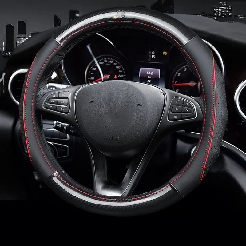 Car Carbon Fiber Leather Steering Wheel Interior Accessories 38CM Suitable for Mercedes-Benz AMG W204 W213 W212 W211 Styling | Автомобили