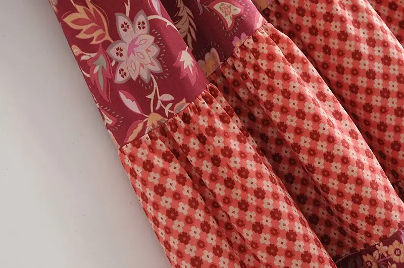 2020 Autumn Womens Maxi Dress Lantern Sleeve Cotton Boho Dress Floral Printing Runway Dress Chic Mujer Vestidos Daily Dresses
