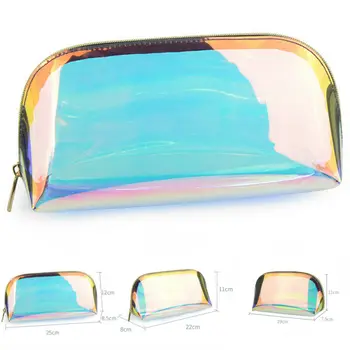 

1PC Women Laser Cosmetic Bag Fashion Holographic Cosmetic Makeup Pouch Ladies Laser Zipper Purse Bag Toiletry Cases