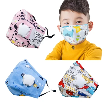 

Breathable Cotton Child Face Mask Breath Valve Activated Carbon Filter Reusable Mouth Masks Kids Mask Cartoon Anti Dust Pm2.5