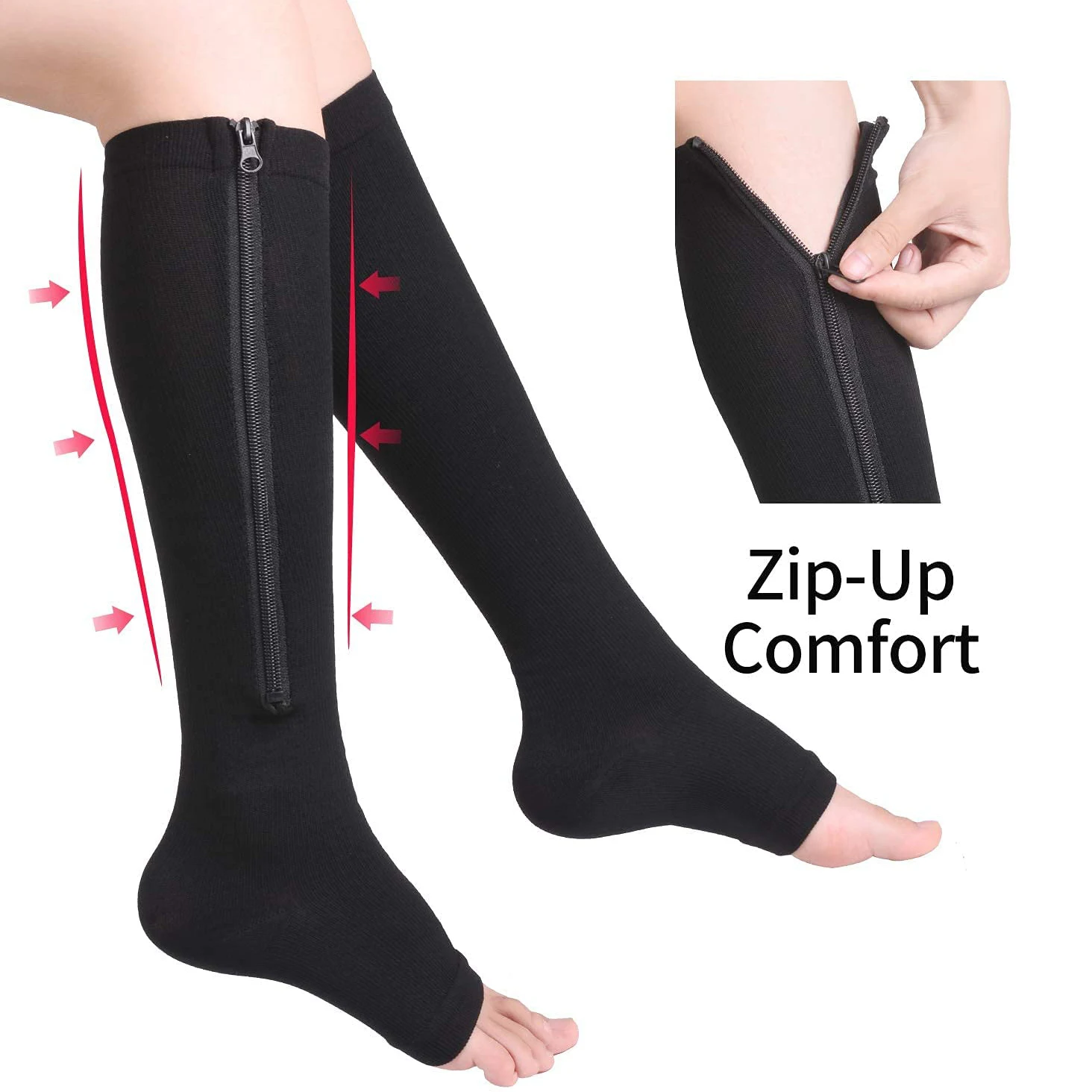 Compression Socks Varicose Veins Socks Women Open Toe Zipper
