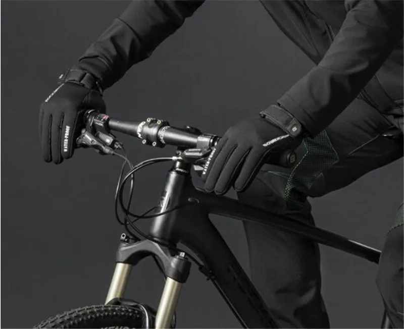 MTB дорожный велосипед перчатки флис зимние ветрозащитные полный палец Утепленная одежда гелевый коврик анти-скольжения Велоспорт лыжные спортивные перчатки