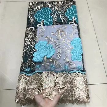 

High Quality 2019 Latest Nigerian Lace Fabrics Lilac Mesh African Lace Fabric Guipure Velvet French Net Lace Fabric with stones
