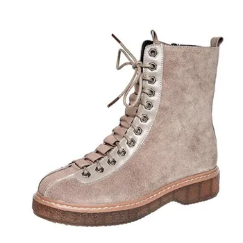 

Scrub Cowhide Cross strap Side Zipper Autumn Boot Women Boots Fashion Casual Shoes Winter Boots Women Leather Shoes Martin Boots
