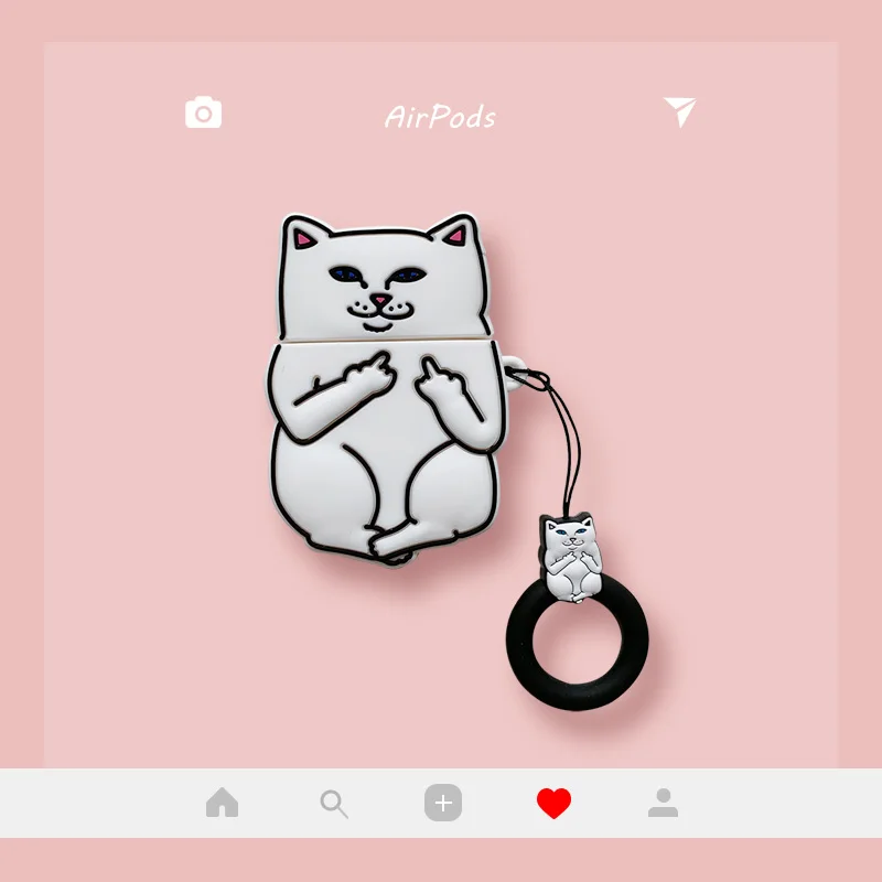 

For AirPods Case Flip Finger Cat Ring Soft Cover