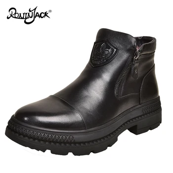 

High Quality Genuine Leather Men Boots Winter With Fur Handmade Waterproof Outdoor Casual Snow Boots Men botas hombre