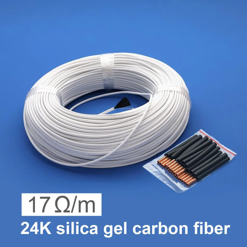 15/20/30/50/100m 24K 17ohm/m Infrared Carbon Floor Heating Cable 3mm Warm Floor Wire