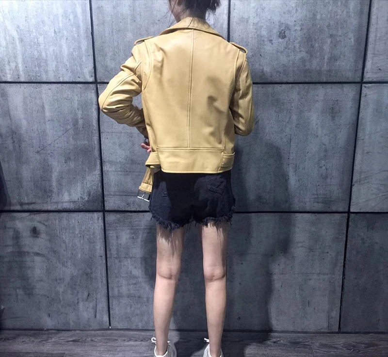 Autumn genuine leather jacket women nutural sheepskin leather moto biker coat female Dermal clothing real lesther blouse