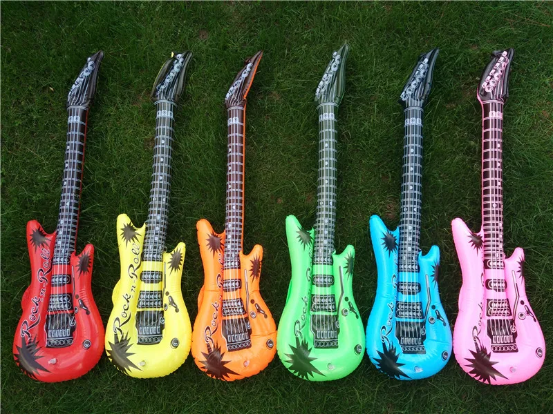 Description Picture 5 of item95cm Inflatable Guitar PVC Stage Props Children 's Simulation Inflatable Musical Instrument Explosion Inflatable Toys