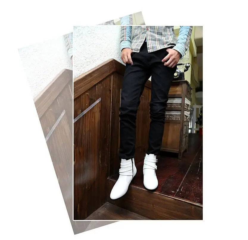 

Large size men's shoes fashion trend high boots men's pointed British wind boots warm Martin boots