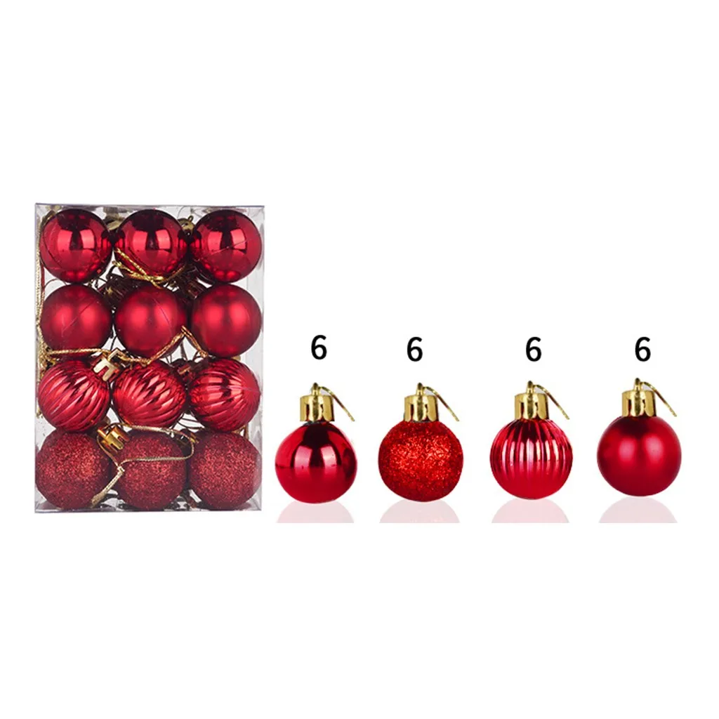 Christmas Balls Christmas Tree Ornaments 30mm Christmas Xmas Tree Ball Bauble Hanging Home Party Ornament Decor 24PC#37