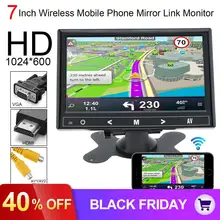 7 Inch HD IPS TFT LCD Color Multifunction Car Headrest Rear View Monitor Support HDMI VGA AV Wireless Mobile Phone Mirror Link
