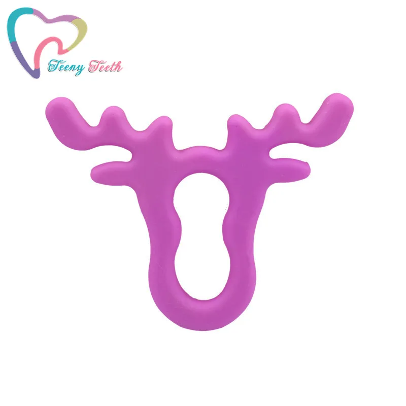 2 PCS Elk Silicone Rodent Deer Teether Cartoon Diy Pacifier Clip Holder Chain Food Grade Silicone Moose Head Baby Teether - Цвет: Fuchsia
