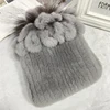 Russian Winter Real Fur Hat Hot Sale Natural Rex Rabbit Fur Warm Cap Ladies Knitted 100% Geunine Fur Hats 6