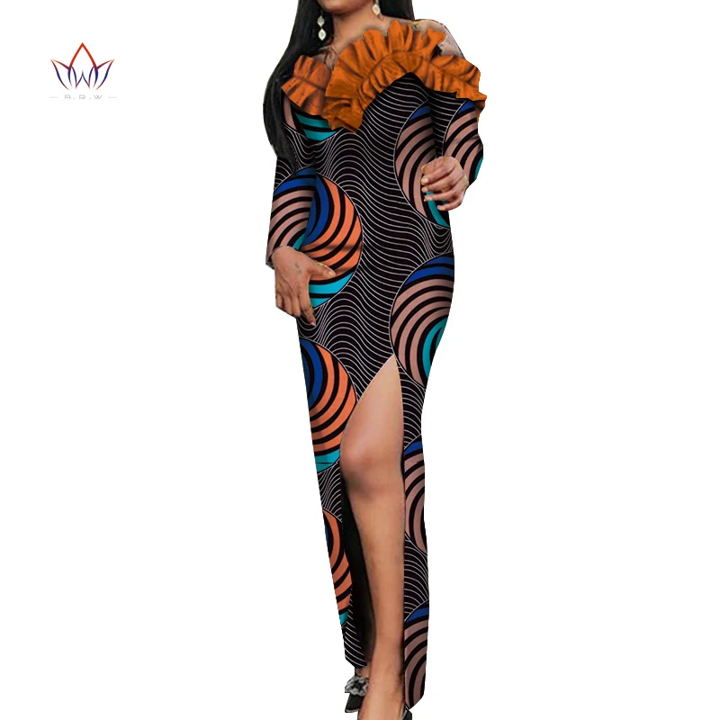 Африканская Дашики платья для женщин Красочные повседневные Свадебные африканские платья для женщин длиной до щиколотки с длинными рукавами африканские WY5465 - Цвет: 11