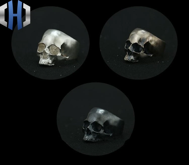 Кольцо с черепом S925 Стерлинговое серебро ювелирные изделия Ретро Рок Темный реалистичный череп кольцо