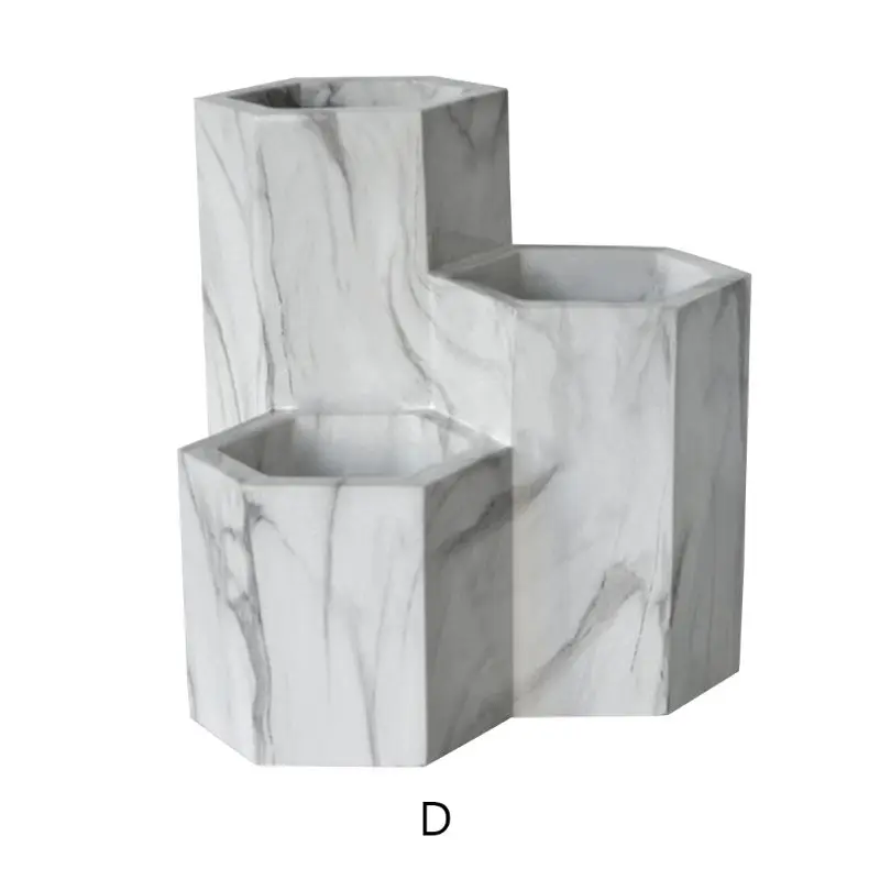 

Office Home Creative Pen Holder Makeup Brushes Vase Storage Box With Marble Grain Desk Container Tool AXYF