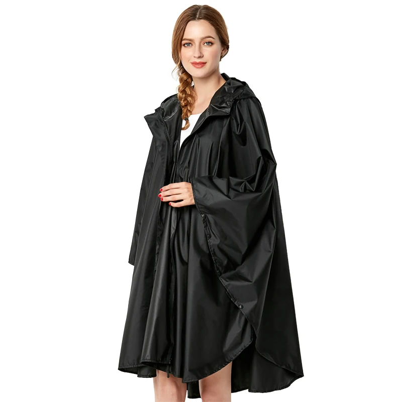 New-Fashion-Big-Size-Rain-Jacket-Women-Thin-Black-Rain-Coat-Poncho-Ladies-Waterproof-Clock-Raincoat (1)