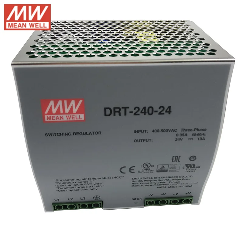MEAN WELL DRT-240-24 240 Вт 24 В трехфазный din-рейка импульсный источник питания 24 В DC 10A блок питания PSU Трансформатор smps