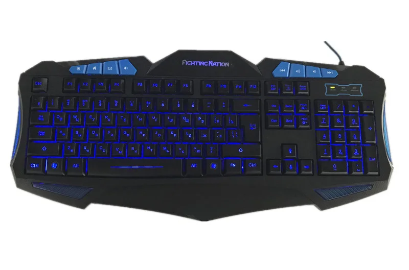 DZSF Backlit Illuminate Gaming Keyboard Fighting Nation Russia Layout Letter Computer Wired USB LED Backlight Game Gamer