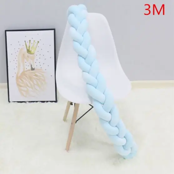3M blue 1 м/2 м/3 м детский бампер кровать коса узел Подушка бампер для младенца защита для кроватки Детская кроватка бампер декор комнаты - Цвет: 3M blue