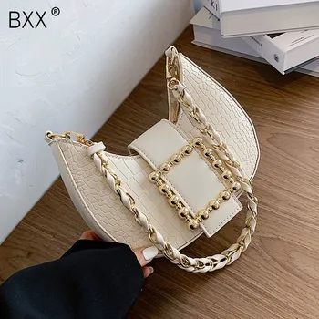 

[BXX] Crocodile Pattern PU Leather Crossbody Bags For Women 2020 Fashion Lady Shoulder Handbags Travel Solid Color Bag HO228