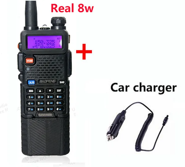 Портативный UHF VHF Baofeng рация 8 Вт для тройной мощности лесной городской полиции двухсторонняя радиостанция коммуникатор дальность 10 км - Цвет: add car charger
