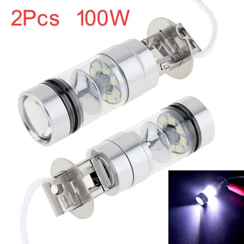 

Car Light 2Pcs / lot H3 100W 12V Bright LED White Fog Tail DRL Head Car Light Lamp Bulb Car Fog Light Blubs Car Light