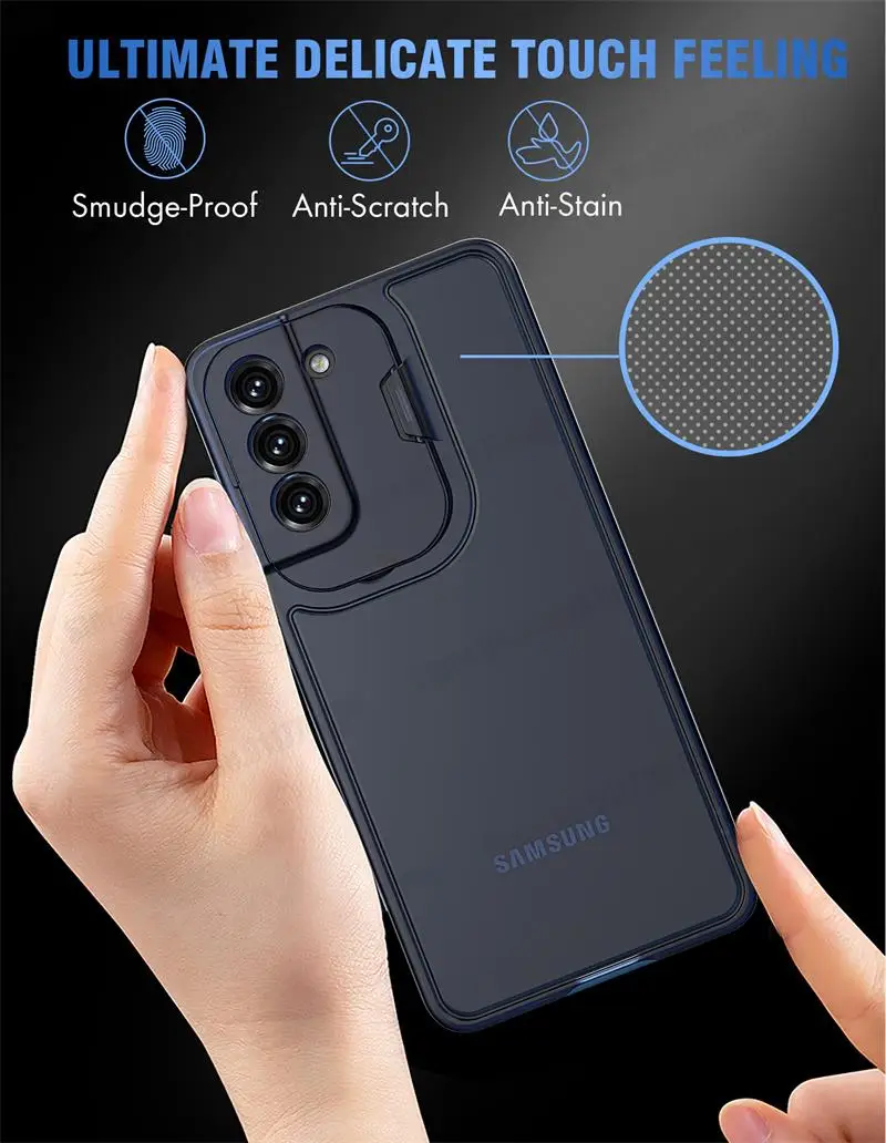 kawaii phone cases samsung For Samsung S22 Ultra Clear Flip Camera Lens Stand Protective Case For Galaxy S21FE S22 Plus A72 A52 5G Hard PC Ultra Slim Cover cute samsung phone case