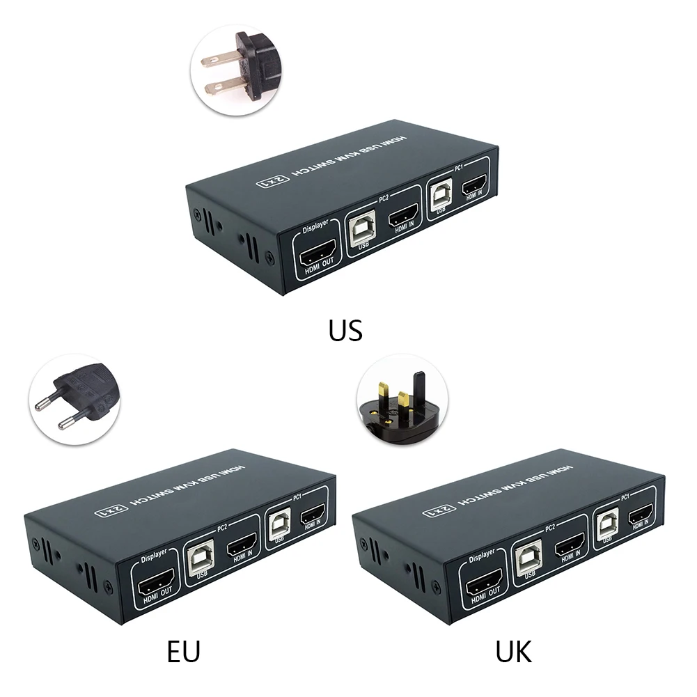 Распределительная KVM коробка переключения школьный UHD 4K 1080P Управление несколькими устройствами двойной USB 2 в 1 выход HDMI металлическая клавиатура мышь видео дисплей