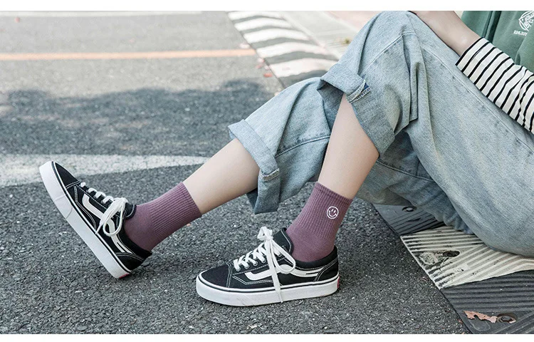 Забавные носки со смайликами, модная уличная одежда, Harajuku, женские весенние, летние носки, удобные дышащие хлопковые короткие носки, чулочно-носочные изделия