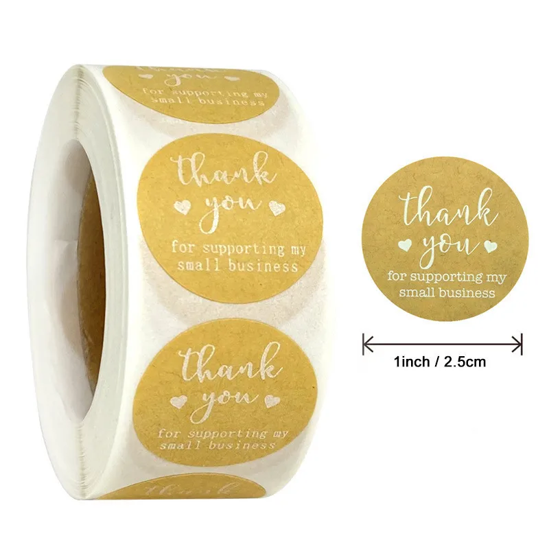 500pcs/roll 감사합니다 스티커 결혼 선물을위한 수제 스티커 크리스마스 카드 포장 문구 패스트 푸드 레이블 종이 도구