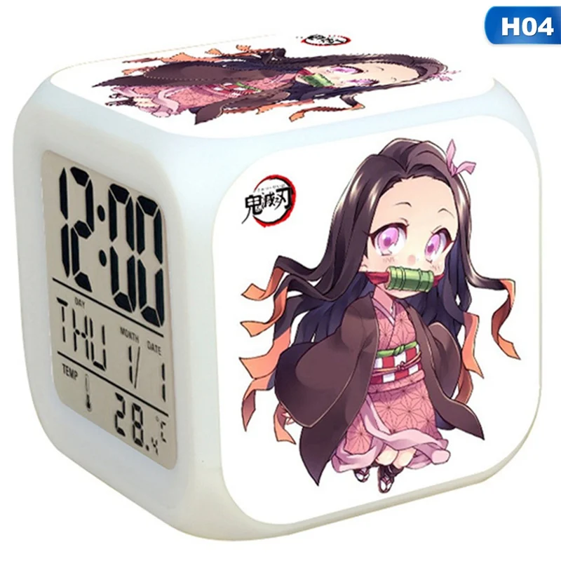 Аниме демон убийца Kimetsu No Yaiba Kamado Tanjirou Kamado Nezuko будильник светодиодный мигающий сенсорный светильник забавные детские игрушки - Цвет: H04