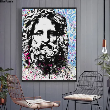 

Zeus-Greek Mythology Art Canvas Poster Print Abstract Painting Black White Wall Picture Modern Home Decoration