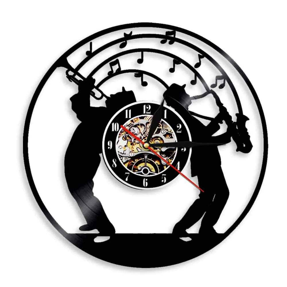 Wanduhr Design Saxofonspieler Sax Saxophon mit Noten