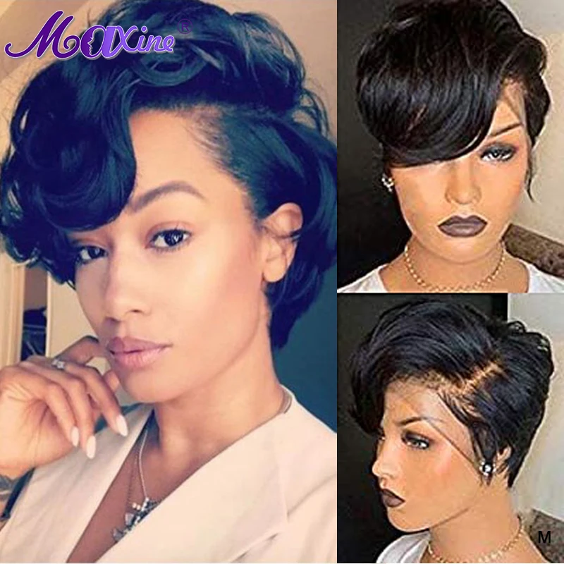 Парик Pixie Cut свободная волна короткий Боб кружевной передний парик 13х4 волосы Remy