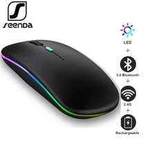 SeenDa RGB Bluetooth fare şarj edilebilir kablosuz fare dizüstü bilgisayar için iPad Macbook bilgisayar sessiz fare LED aydınlatmalı ergonomik fare