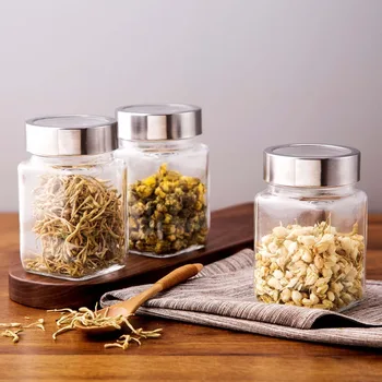

New Kitchen Storage Containers Transparent Glass Food Storage Jar Bottle Candy Cruet Home Kitchen Organization