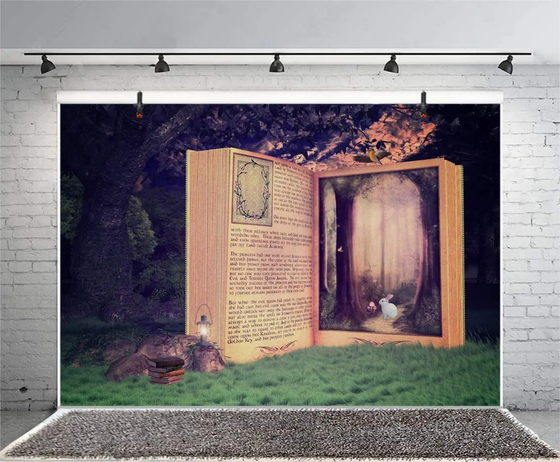 Сказочный фон для фотосъемки с изображением сказочной книги Зачарованного леса