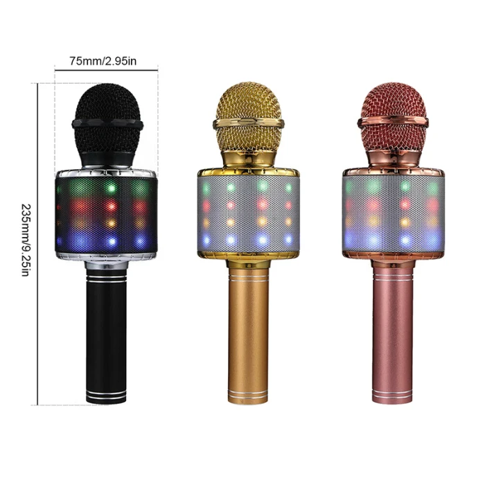 4 In 1 LED RGB Wireless Bluetooth Karaoke Mini Microphone USB Speaker for Home KTV VDX99