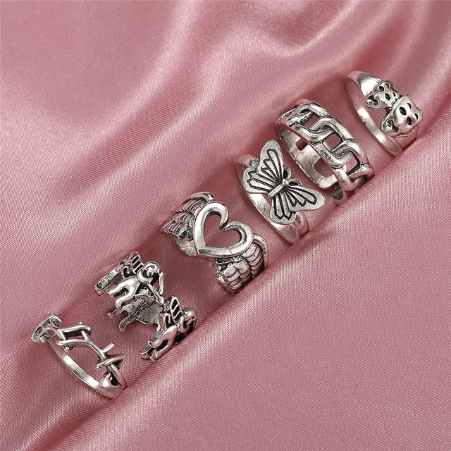 Personalized Finger Heart Ring Set for Women Gold Color 3PCS 2021 New Trendy Gift for Women Fashionable