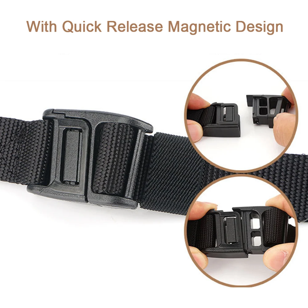 Adjustable Webbing Belt Men Women Belts Climbing Equipment with Quick Release Magnetic Buckle for Camping Hiking