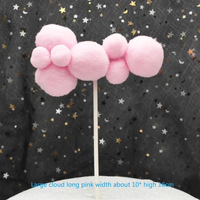 Pink 10x16cm 1 шт. розовый синий белый мягкий помпон облако торт Топпер детский душ день рождения DIY торт Топ флаги для украшения праздничные вечерние принадлежности - Цвет: Pink 10x16cm