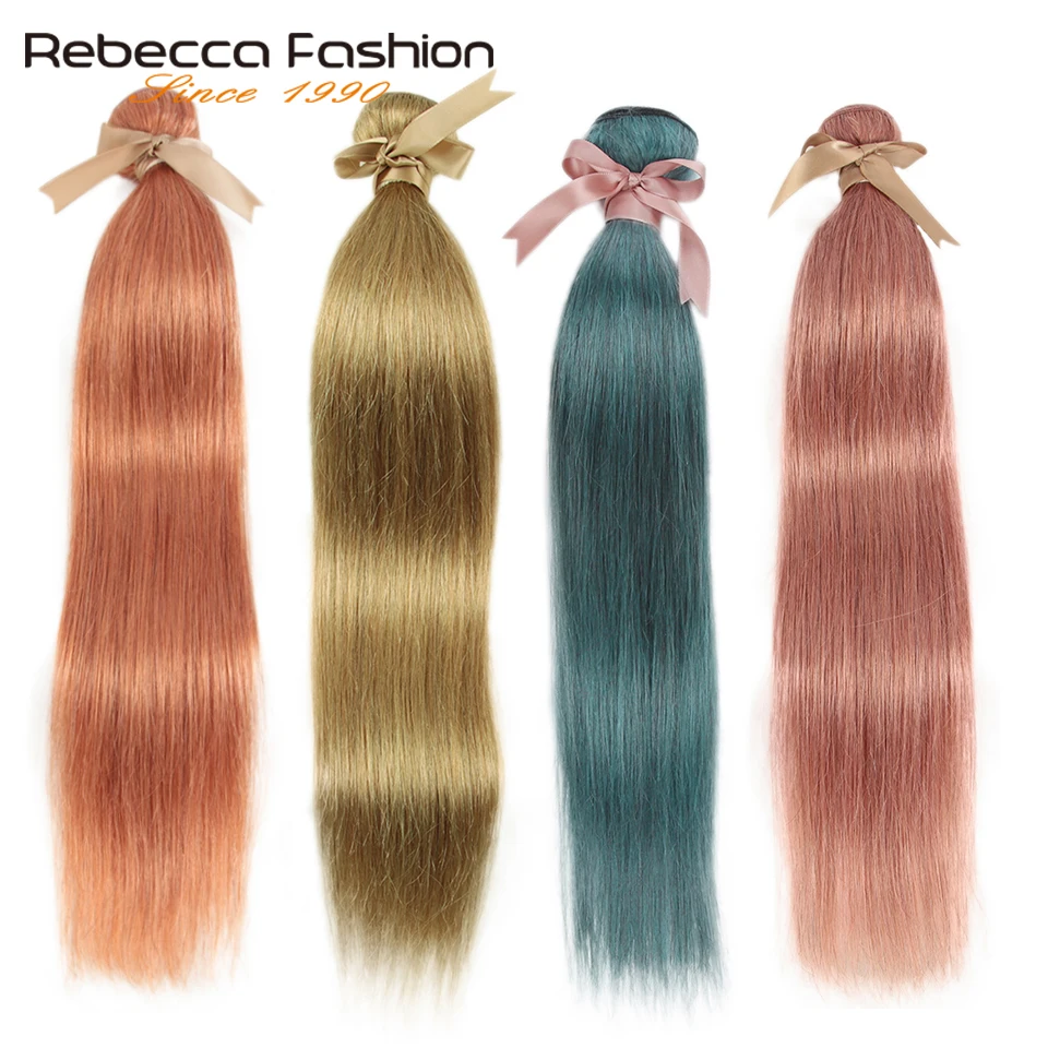 Пряди волос Rebecca Golden Блонд 30 # S голубые оранжевые розовые 8 бразильские прямые