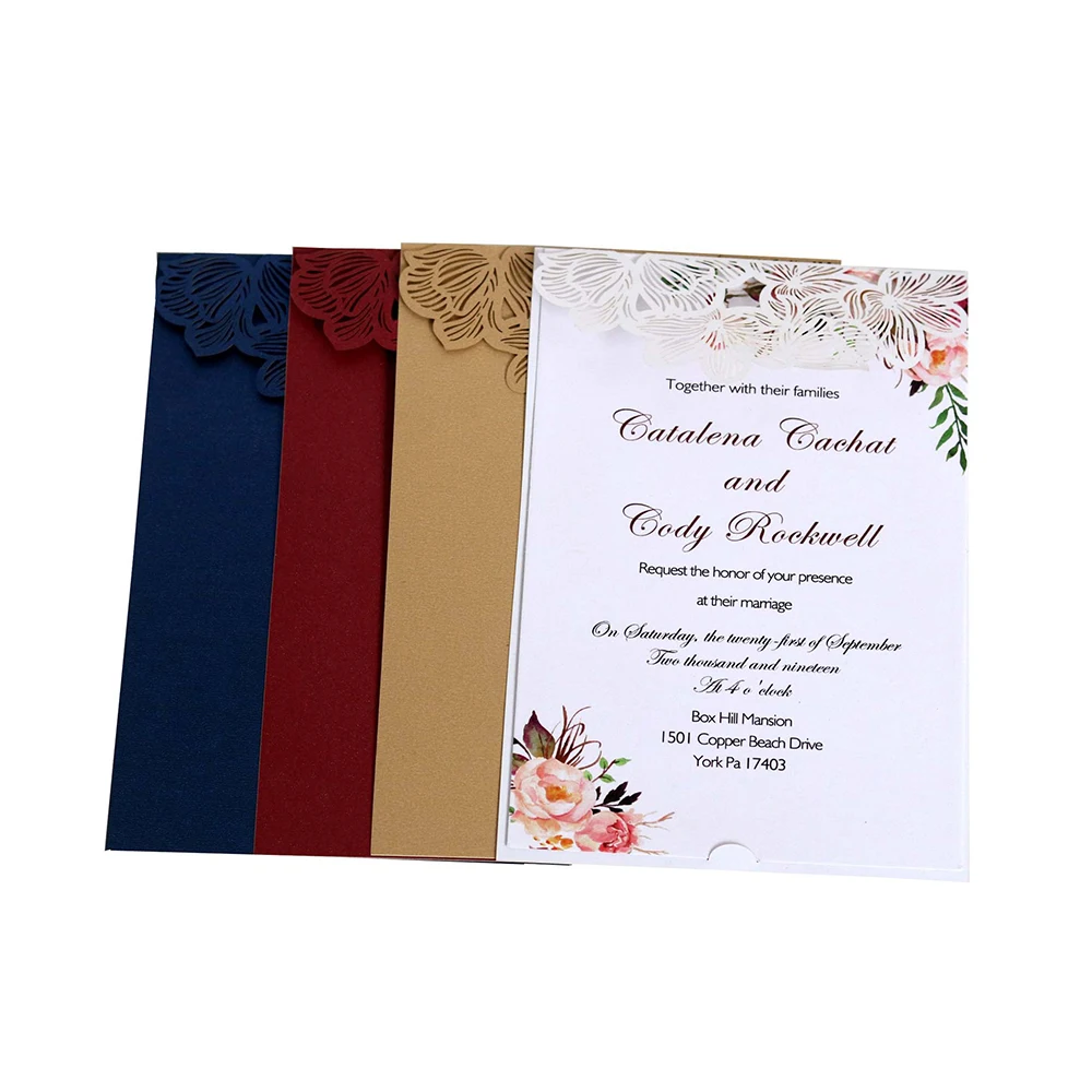  10 set Wedding invitation card included cover and inner page Elegant Laser Cut Greeting Card Party  - 4000294847579